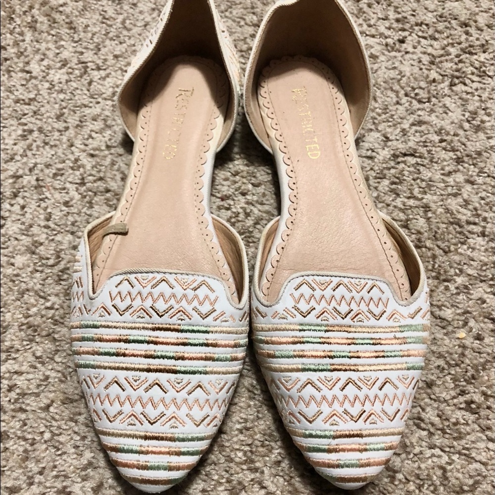 Tribal flats pink and green embroidery